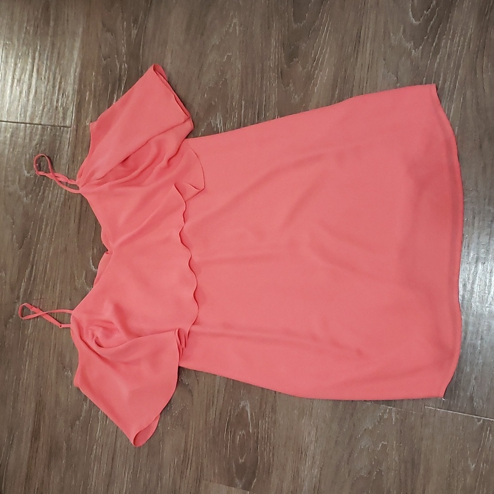 (S) Lord & Taylor Design Lab Solir Color Cold Shoulder Ruffle Statement Sleeves